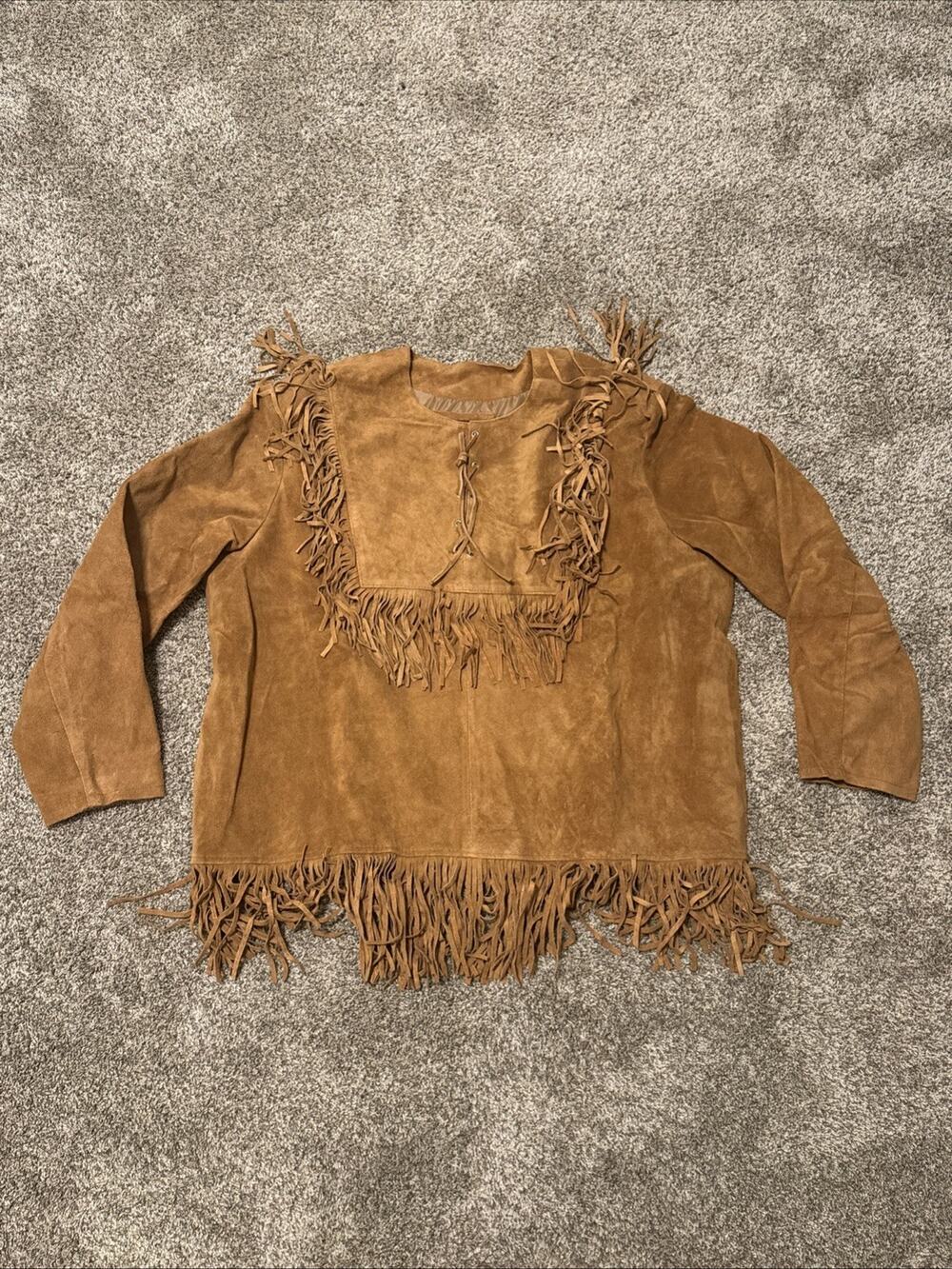 Mountain Man Leather Fringe Shirt Sz 5XL Western Wear Native American Style